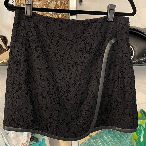 REBECCA TAYLOR Black Lace Wrap Style#414707S759 Mini Skirt